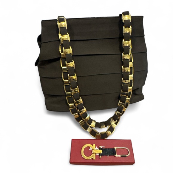Salvatore Ferragamo Brown Ribbon Purse & Key Fob Live Listing As Is With Flaws - Picture 1 of 1
